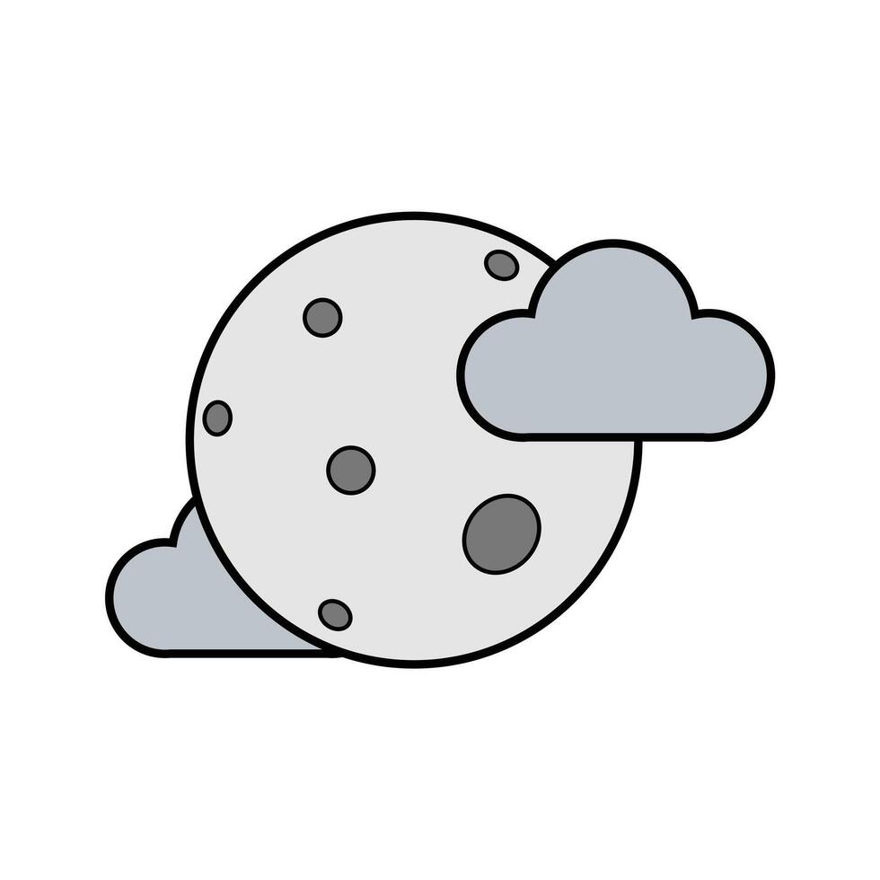 Cartoon Moon with Clouds Illustration vector