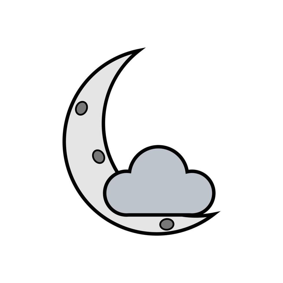 Crescent Moon and Cloud Icon illustration vector