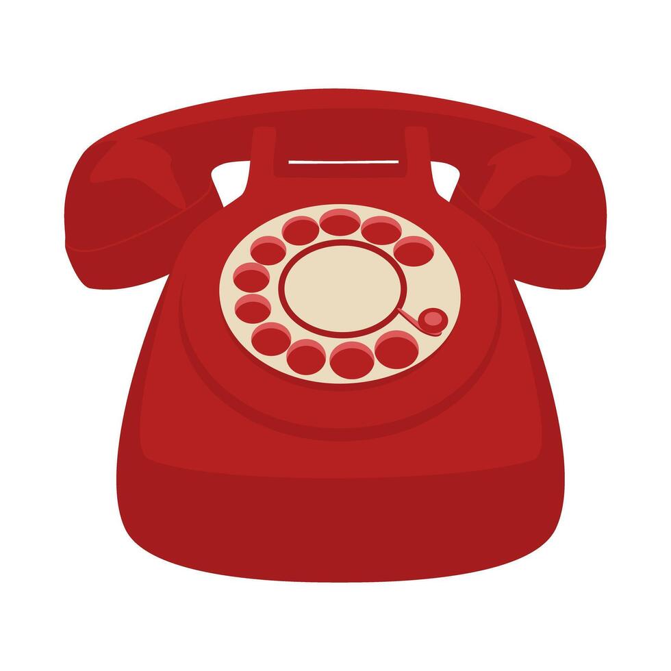 Classic red rotary dial telephone with vintage retro design for communication concept vector