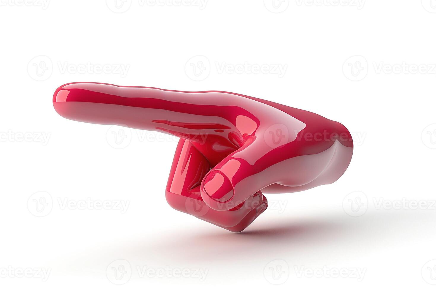 A vividly glossy red hand pointing to the right, exuding a playful and engaging vibe. photo