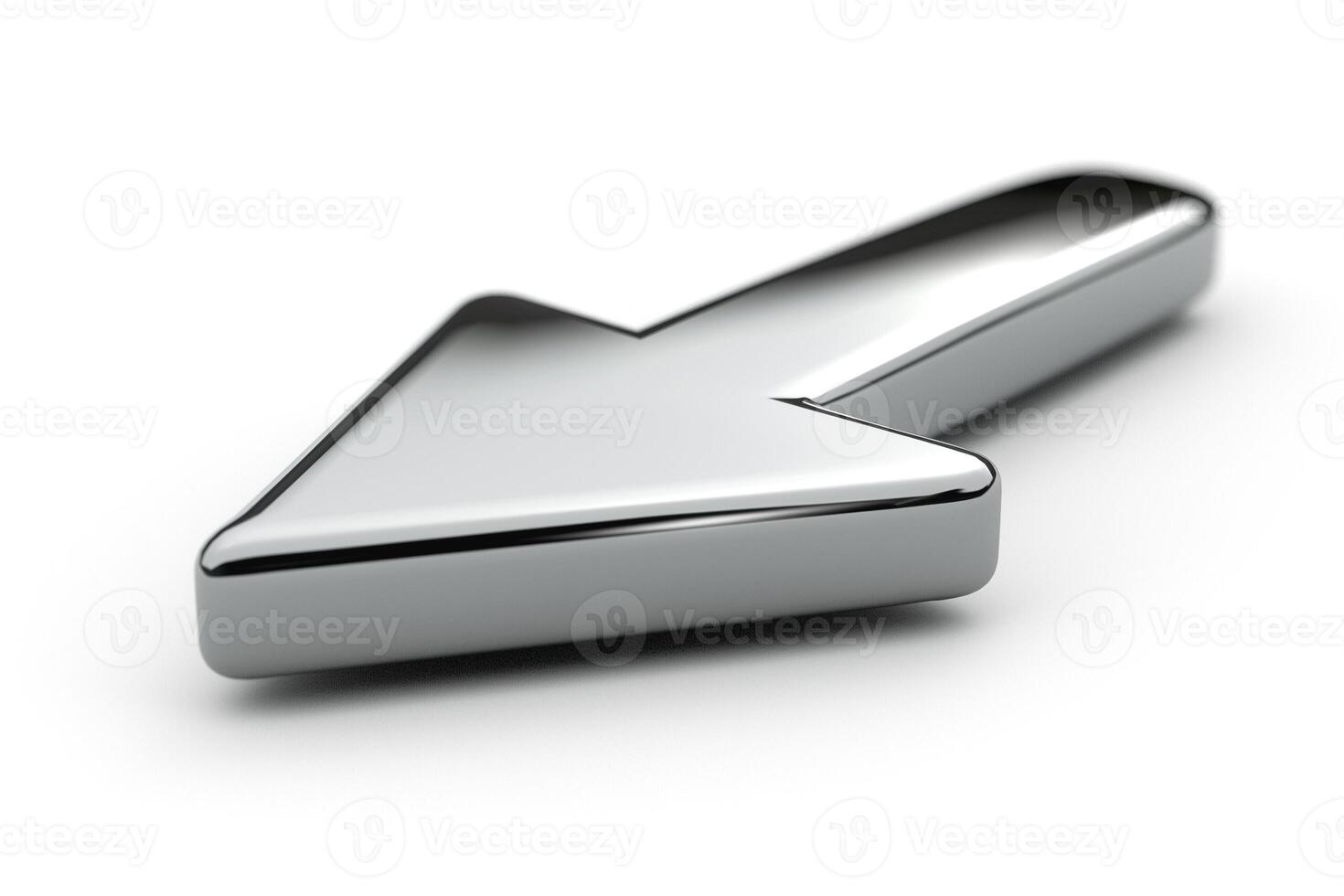A sleek, metallic downward arrow highlighting direction and movement. photo