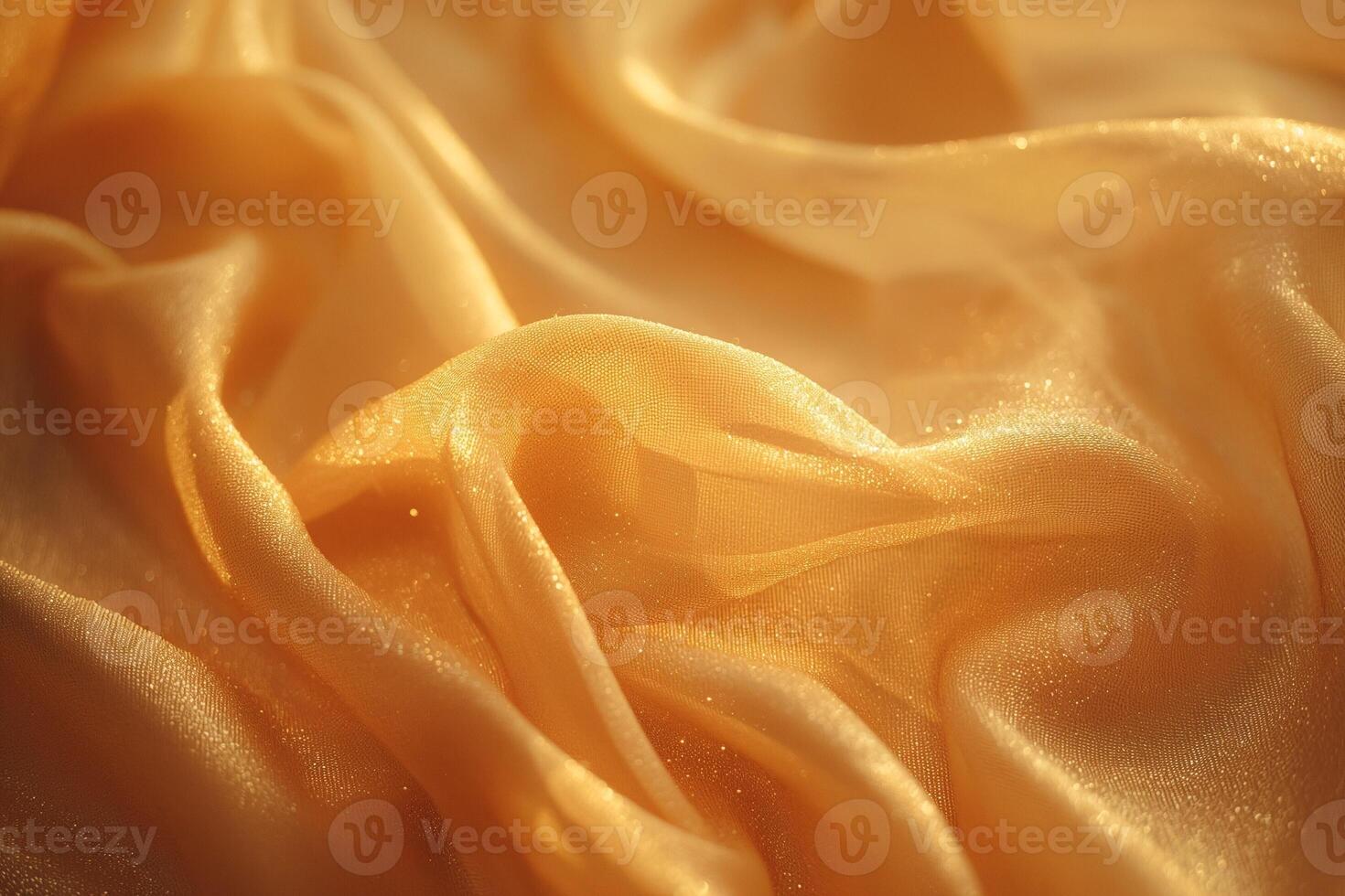 A close-up of flowing golden fabric, embodying luxury and elegance with its shimmering texture. photo