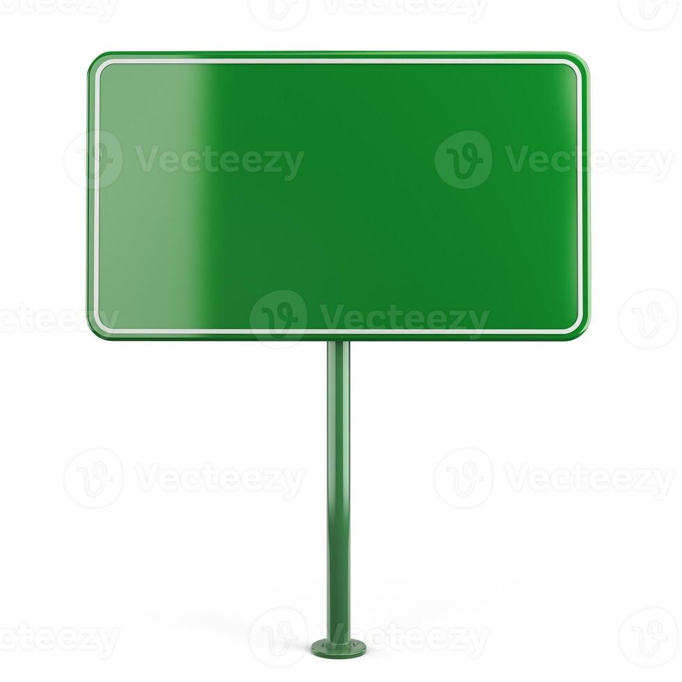Blank green signpost ready for customization, symbolizing opportunities for information sharing. photo