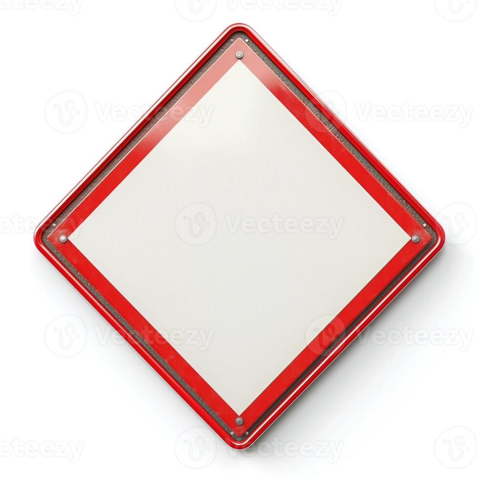 Empty warning sign with a red border ready for custom signage. photo
