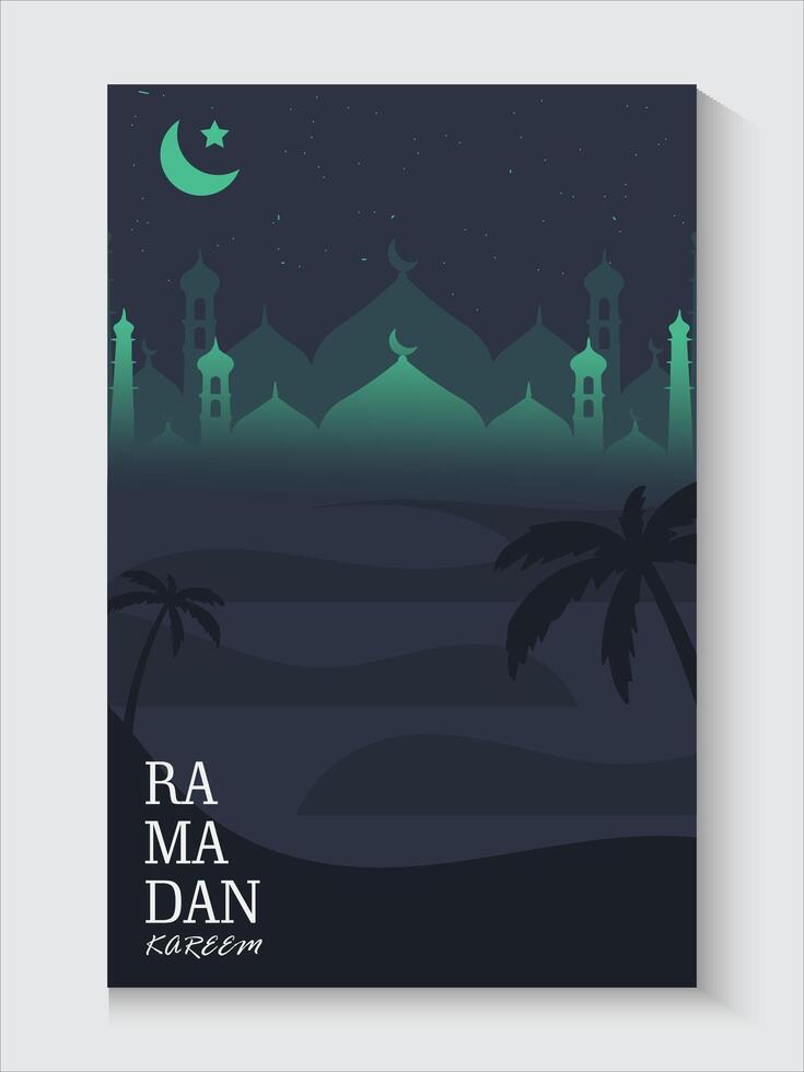 ramadan kareem greeting card poster with copy space vector