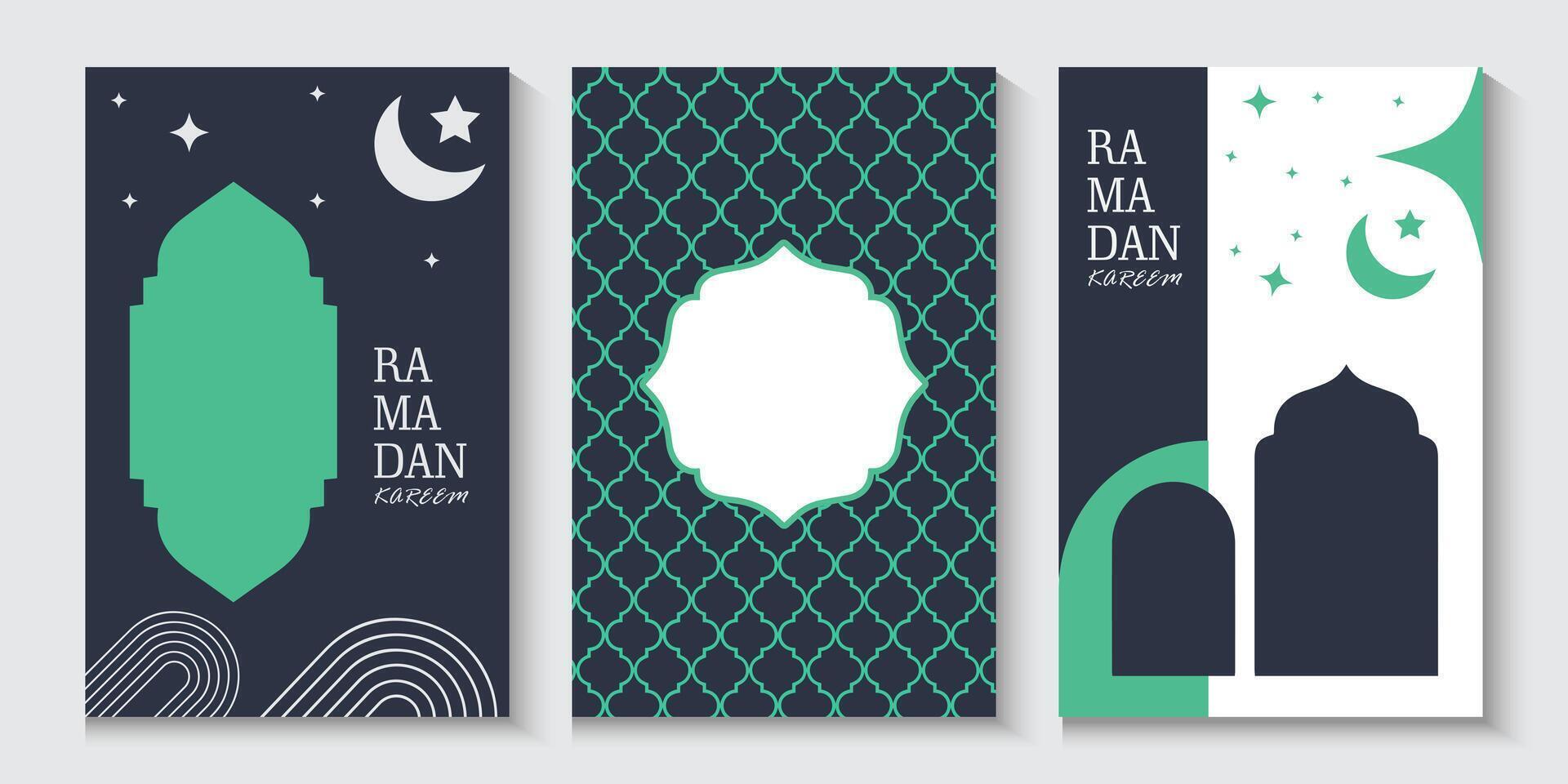 ramdan kareem poster banners set with arabic design and copy space vector