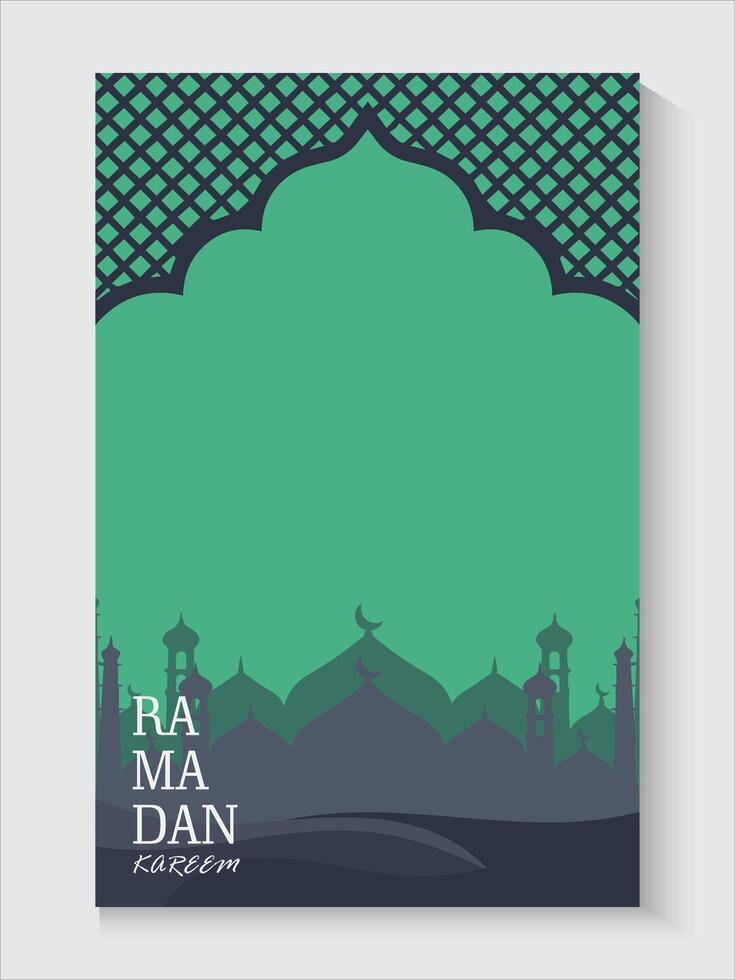 ramadan kareem greeting card template on green color vector