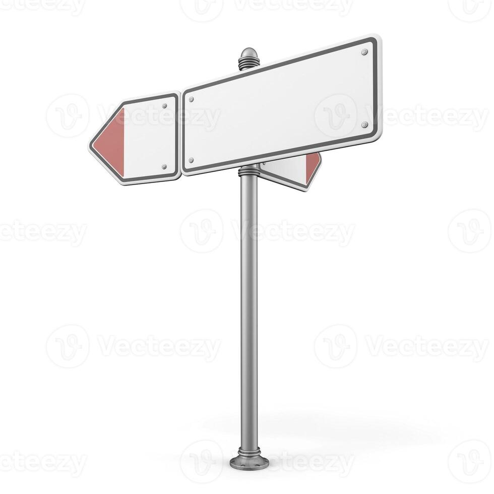 Blank street sign with two directional arrows, perfect for customization for various locations. photo