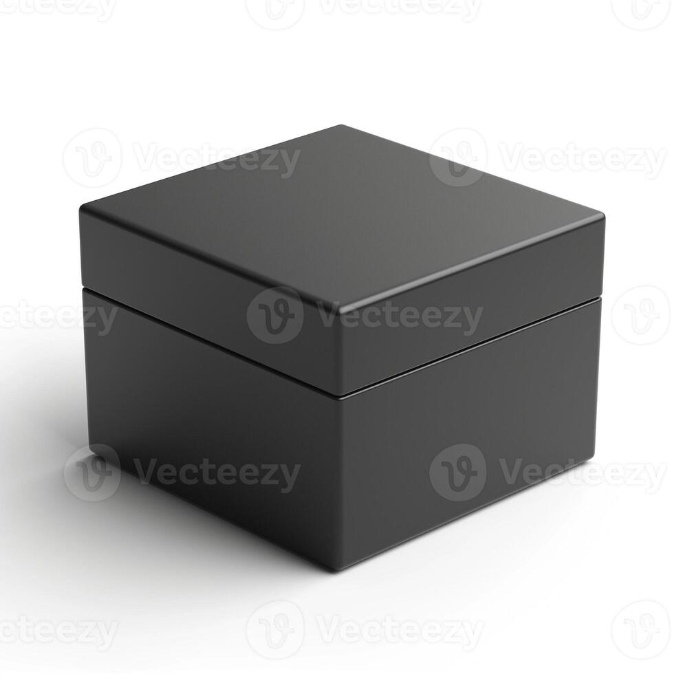 A sleek black square gift box with a minimalist design, perfect for any occasion. photo
