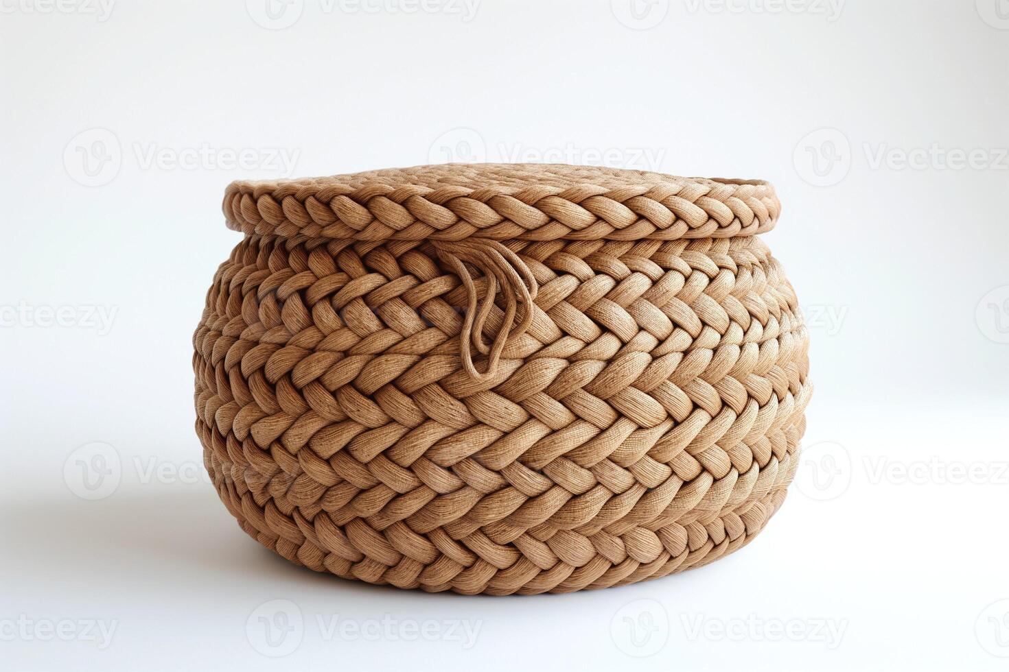 Stylish woven basket, perfect for home decor or storage, showcasing intricate craftsmanship and natural materials. photo