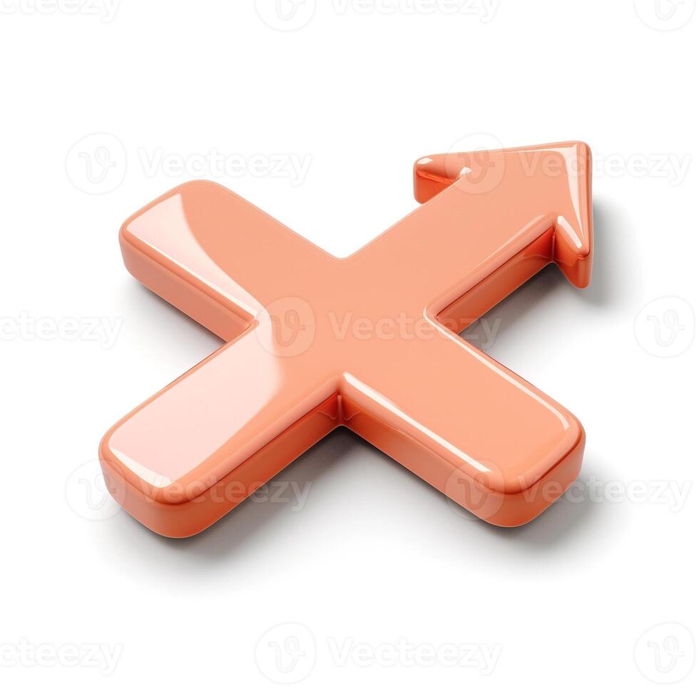 A glossy, coral-colored arrow pointing upward, symbolizing growth and success. photo