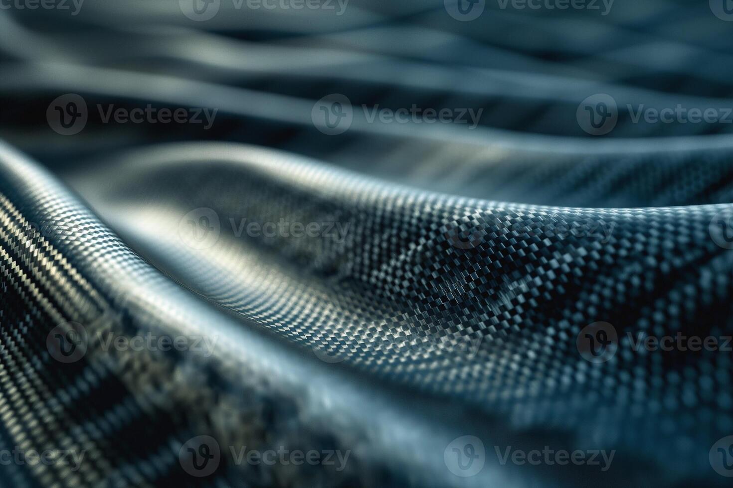 Close-up of textured fabric in deep blue tones, showcasing fine details and a smooth wave pattern. photo