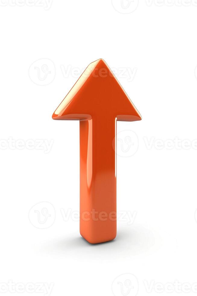 A vibrant orange 3D arrow pointing upwards, symbolizing growth and progress. photo