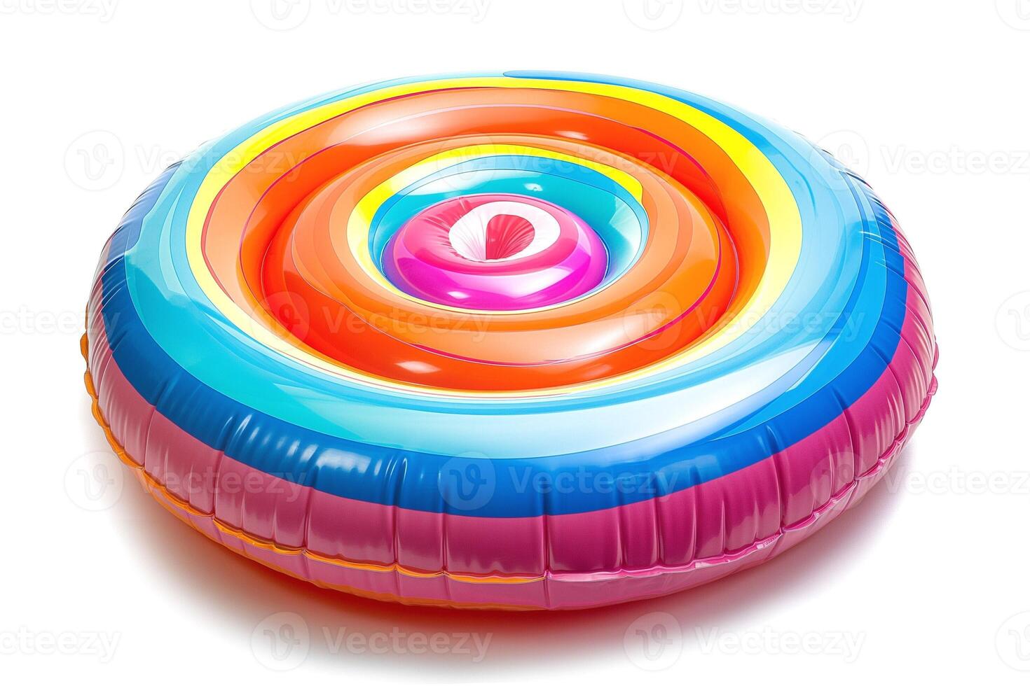 Colorful spiral inflatable pool float perfect for summer fun. photo