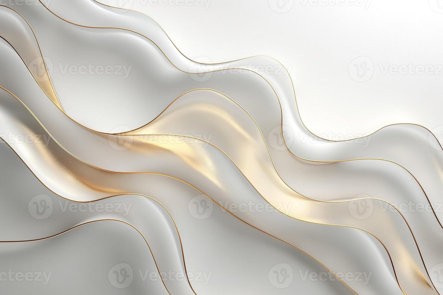 Abstract flow of transparent waves with golden accents, creating a serene and elegant atmosphere. photo