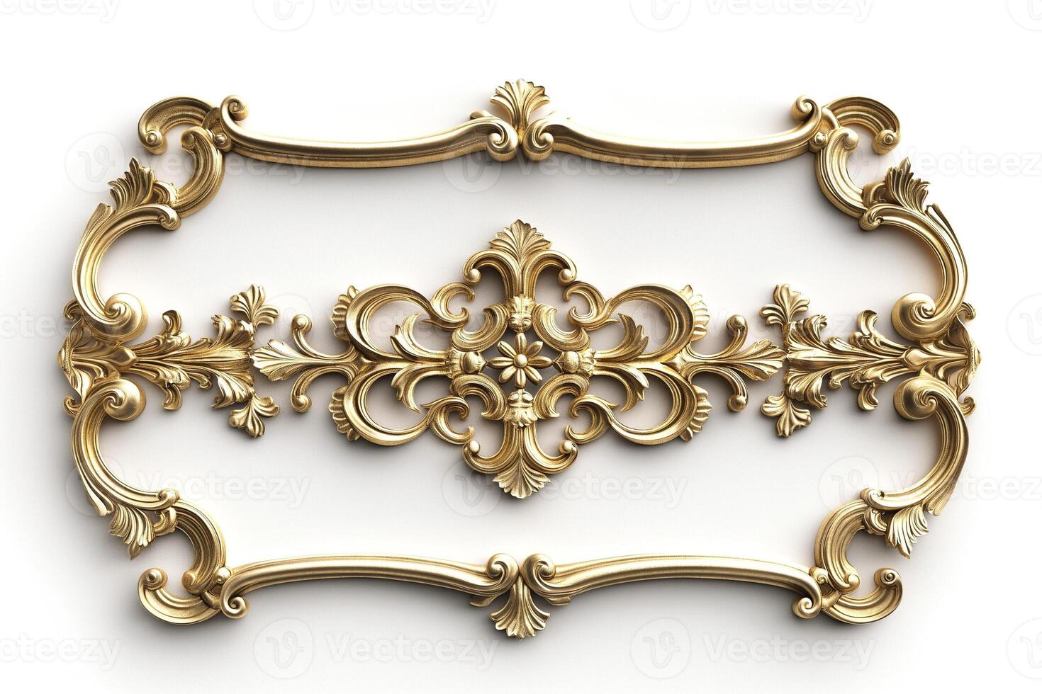 Intricate golden ornate frame design, adding a touch of elegance and classic beauty to any setting. photo