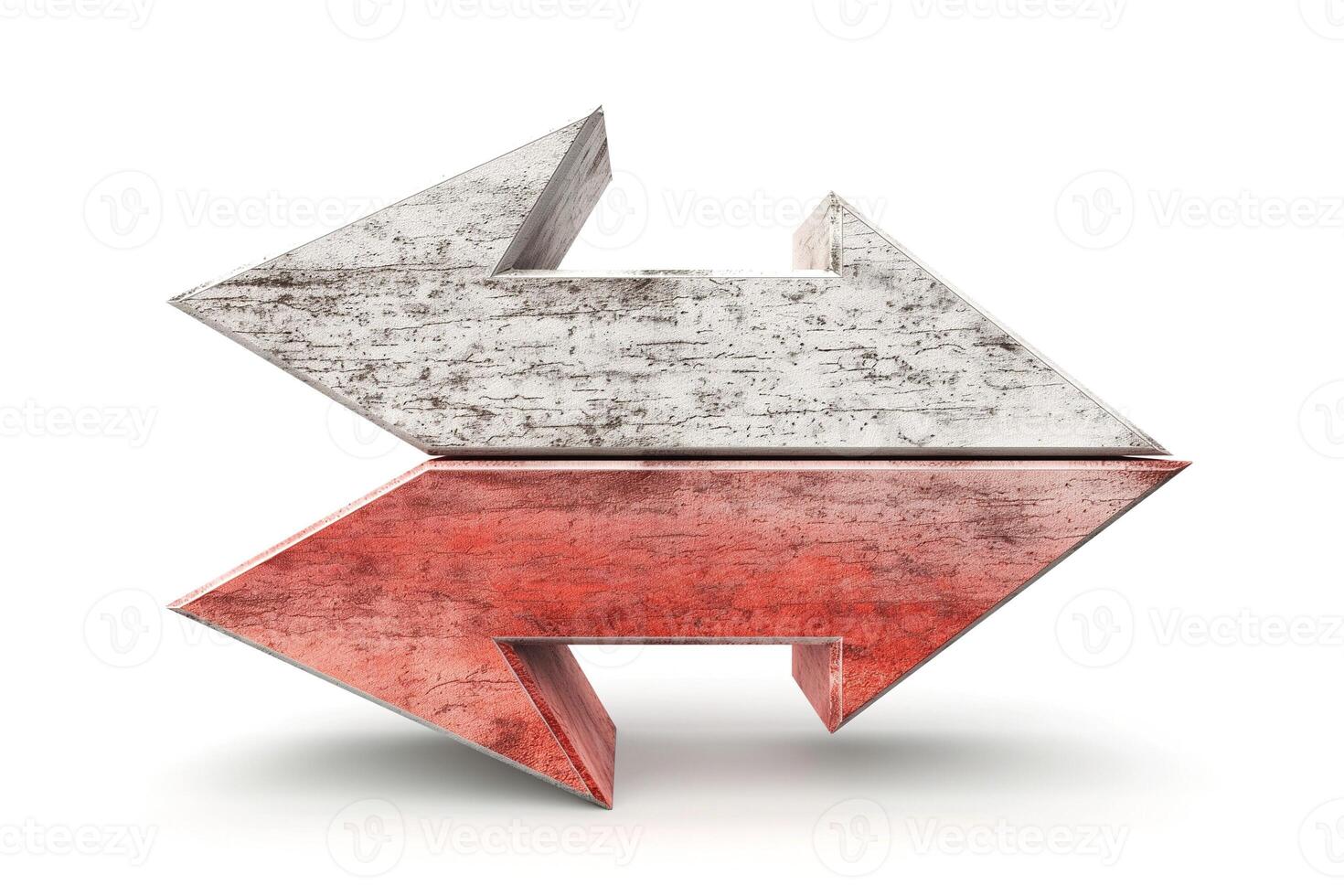 Stylized 3D arrows in contrasting colors symbolizing exchange or transition. photo