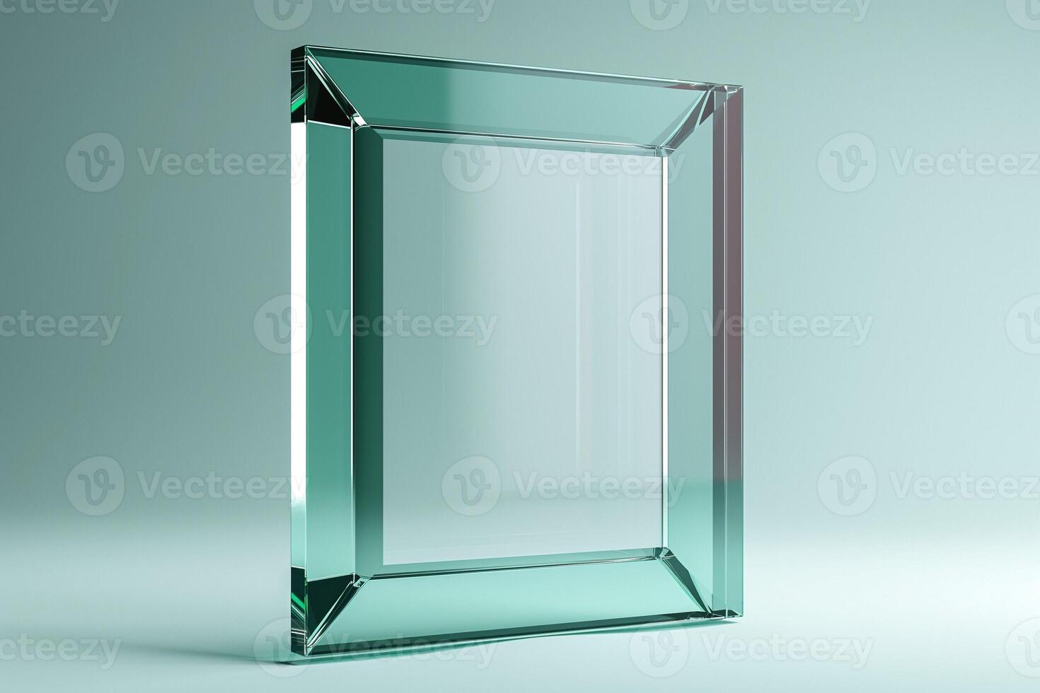 Elegant abstract glass frame reflecting light in soft pastel tones. photo