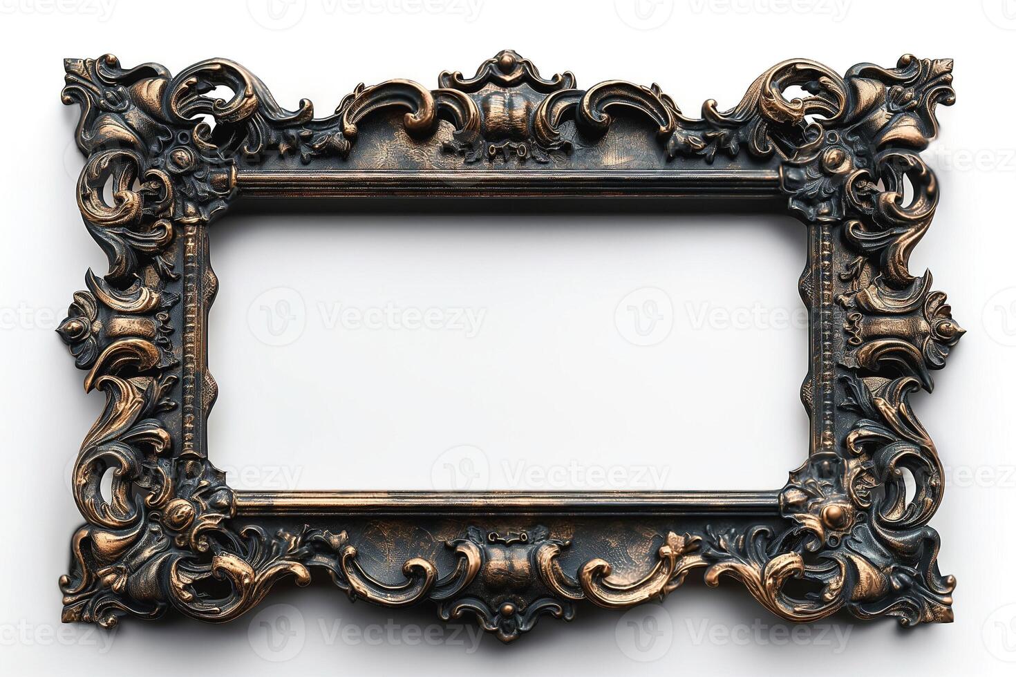 Ornate vintage frame with intricate carvings and a rich gold finish, perfect for showcasing artwork or photographs. photo