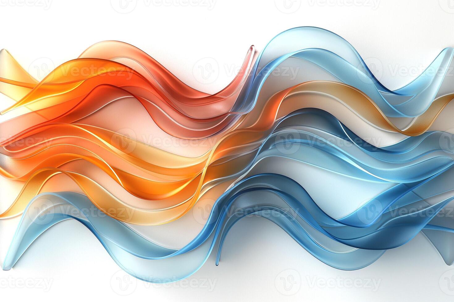 A vibrant display of flowing orange and blue waves, creating a dynamic and modern abstract design. photo