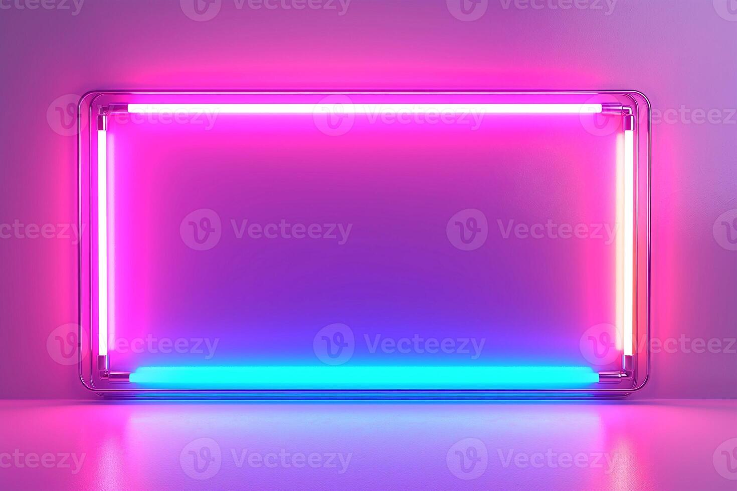 Vibrant abstract neon light frame with pink and blue colors, creating an energetic and modern atmosphere. photo