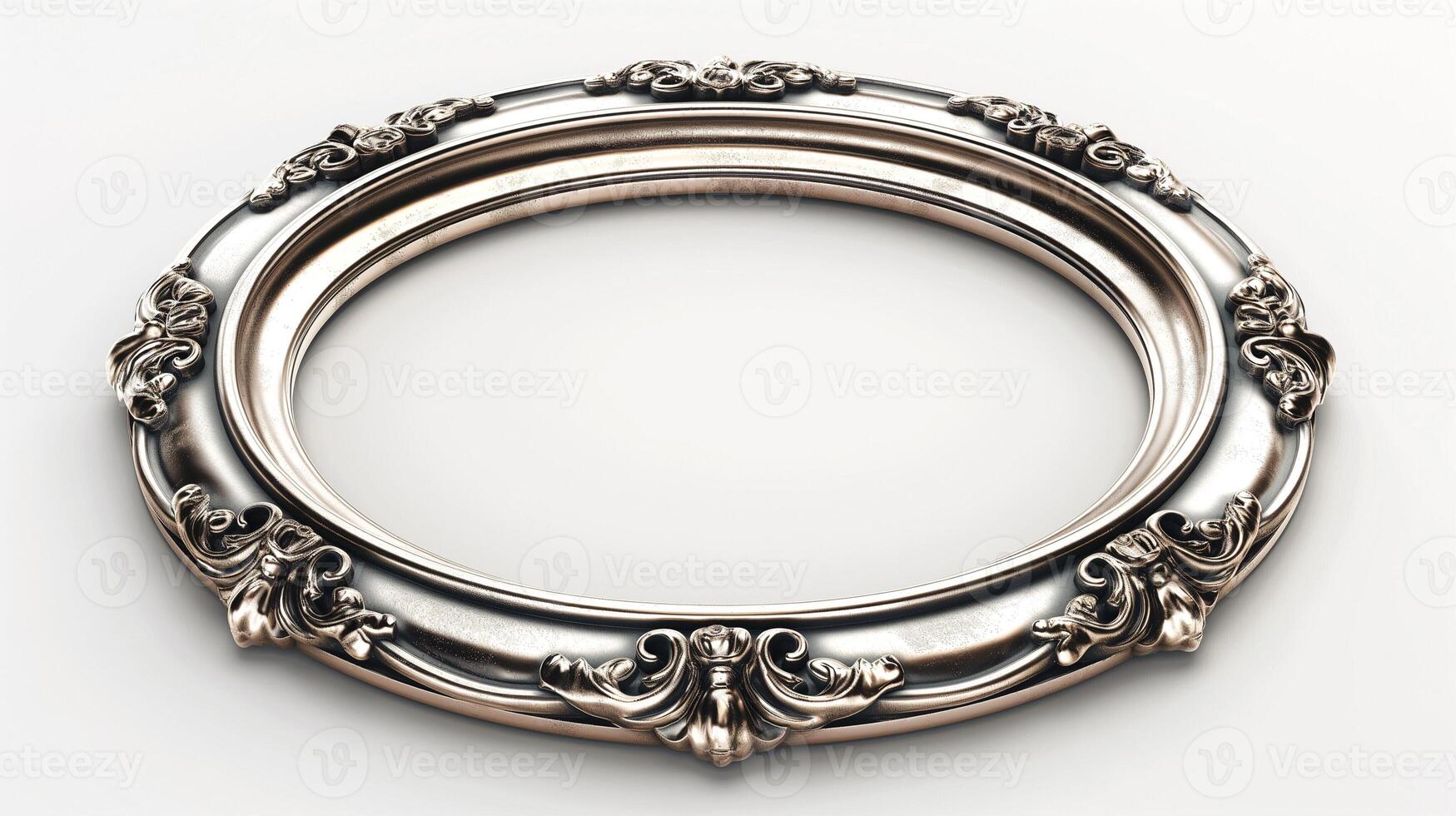 Elegant vintage oval frame with intricate detailing, perfect for showcasing art or photos. photo