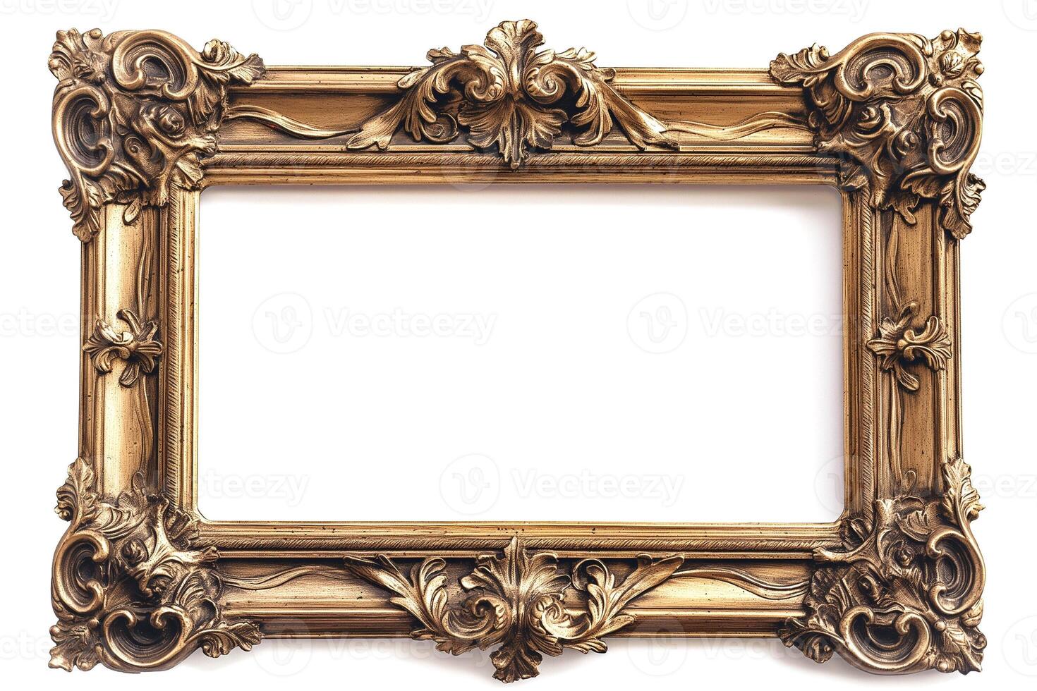 Elegant vintage gold frame with intricate floral designs, perfect for showcasing art or cherished memories. photo