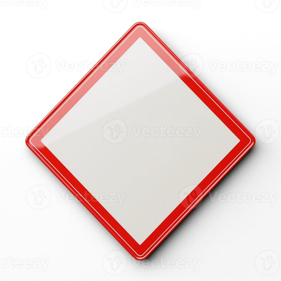 A blank traffic sign with a red border, signaling caution or restriction. photo
