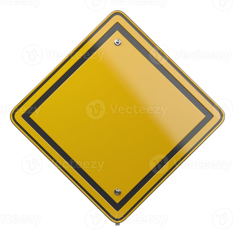 A blank yellow warning sign featuring a black border, symbolizing caution and alerting drivers. photo