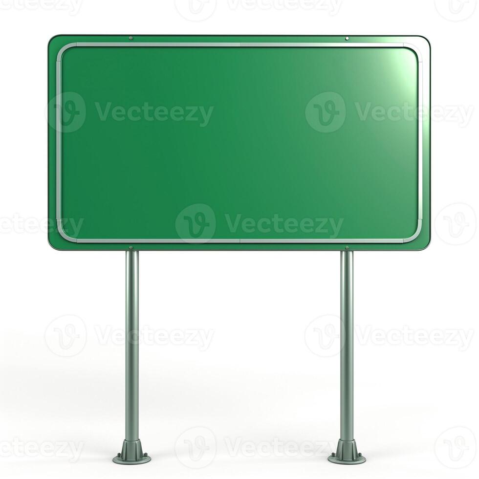 A blank green road sign ready for customization or direction display. photo