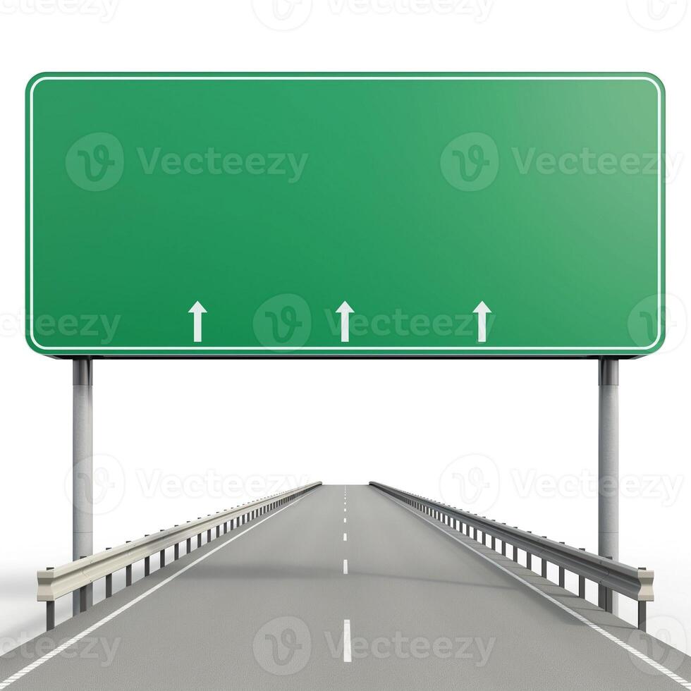 A blank green highway sign with white arrows on a clear day, symbolizing open possibilities and direction. photo