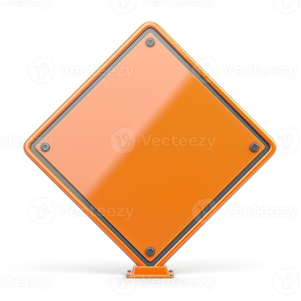 An empty orange caution sign on a white background, ready for custom messaging. photo