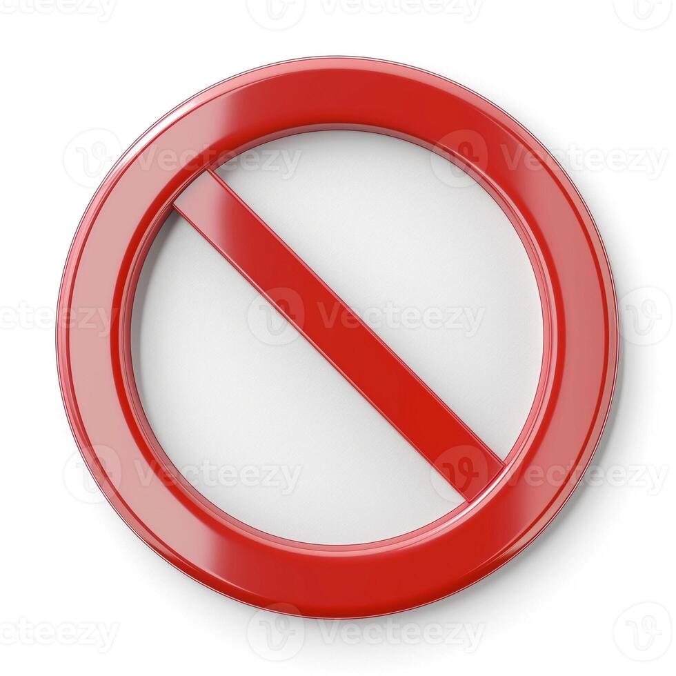 A bold red prohibition symbol on a clean white background, representing a clear no-entry message. photo