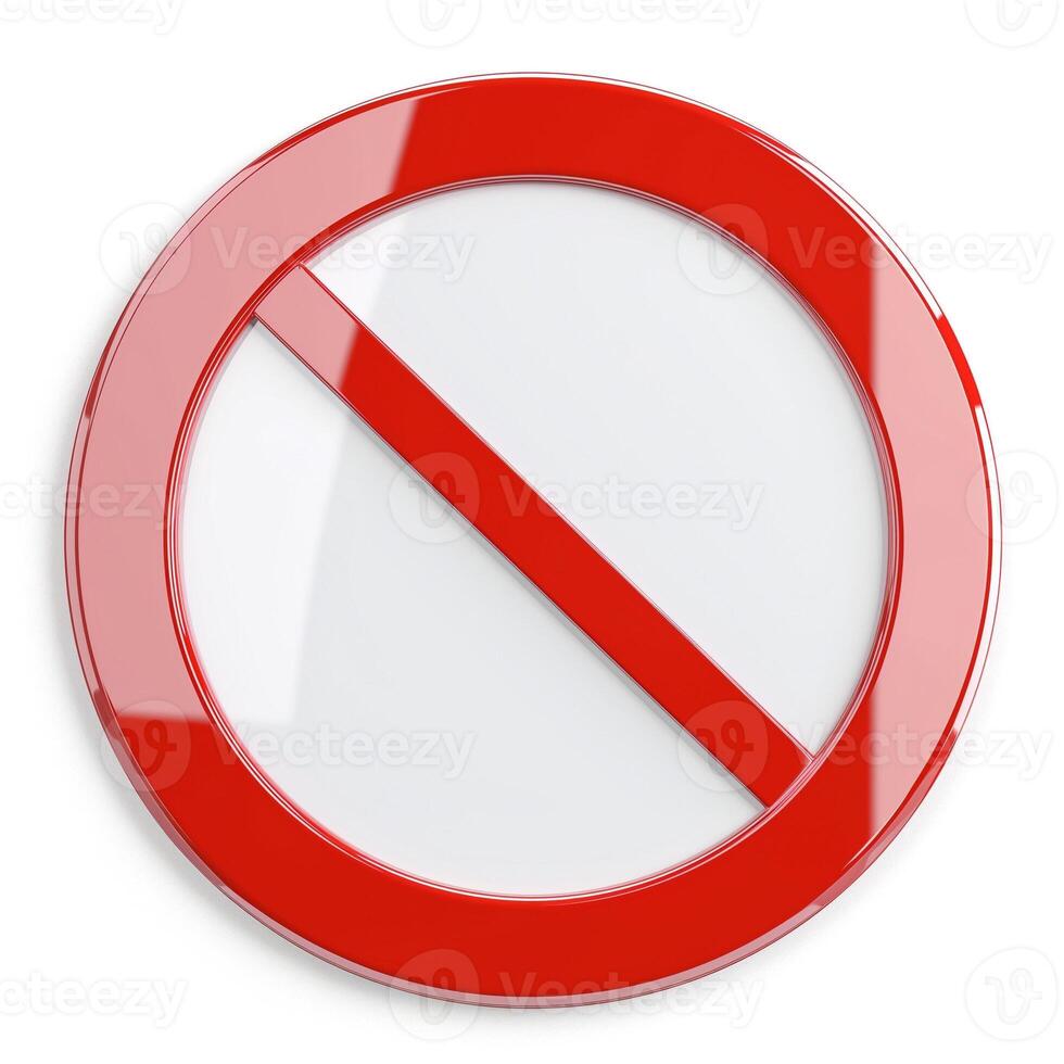 A bold red prohibition sign symbolizing restriction or ban on actions. photo