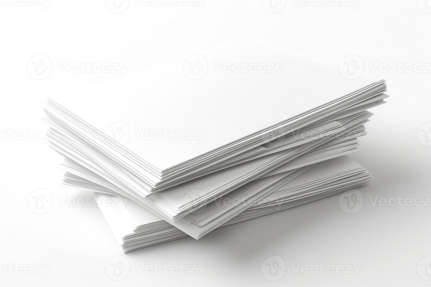 A neat stack of blank white paper sheets against a clean background, ideal for various creative projects. photo