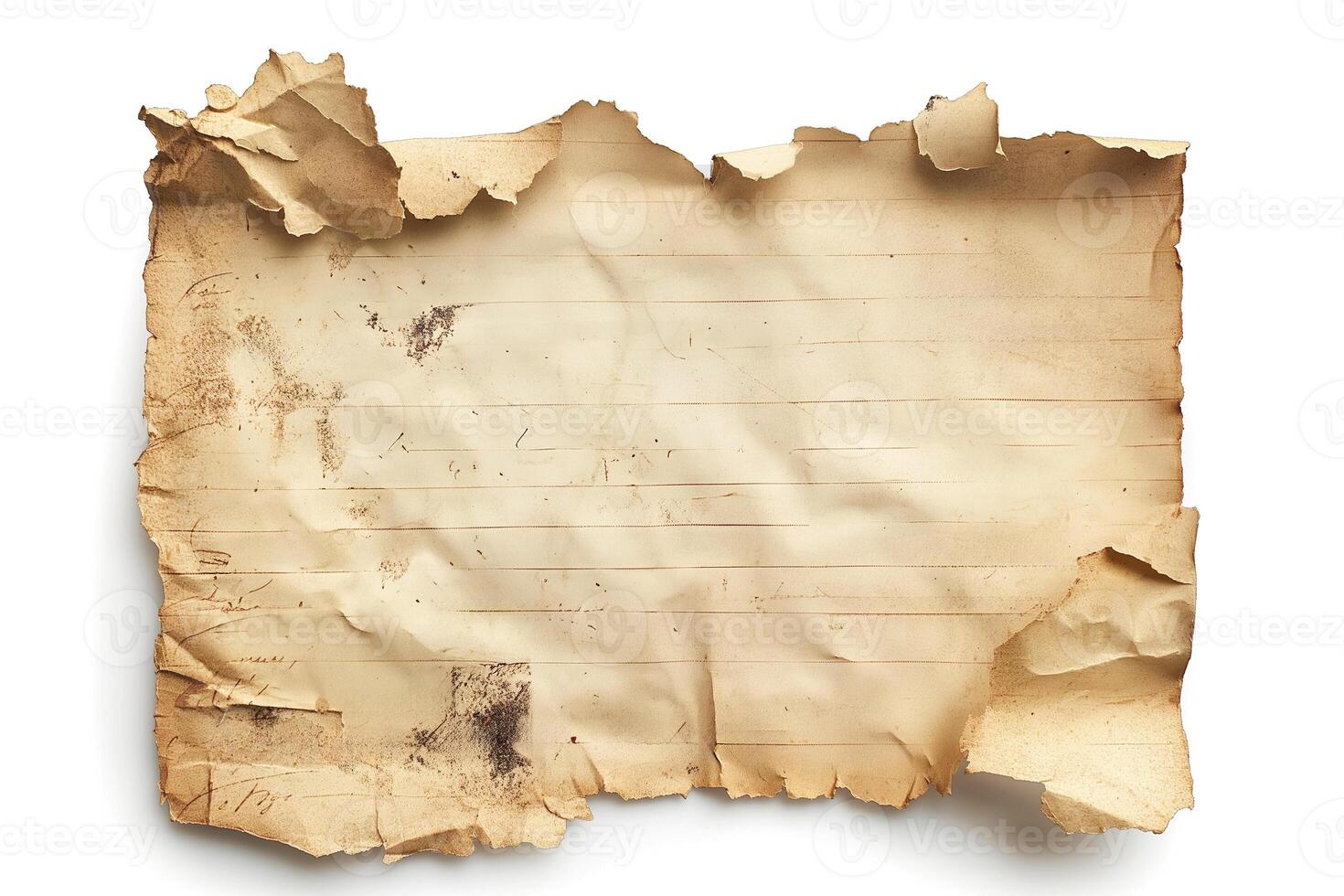 Old, torn parchment paper with a weathered look, perfect for vintage-themed projects. photo