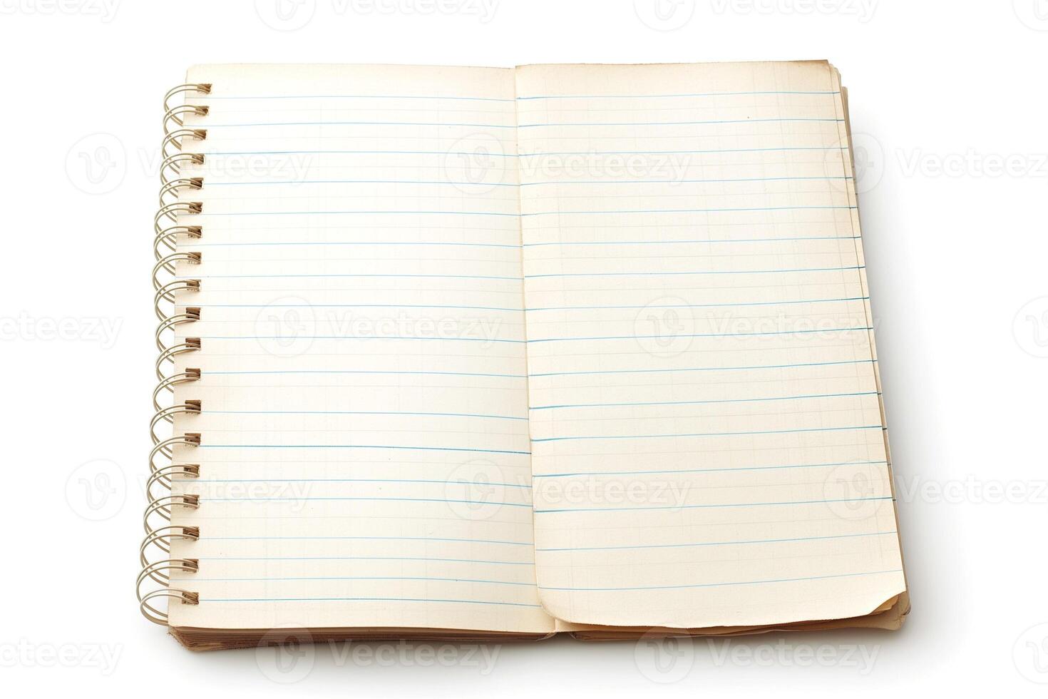 An open spiral-bound notebook with clean, lined pages, inviting creativity and ideas. photo