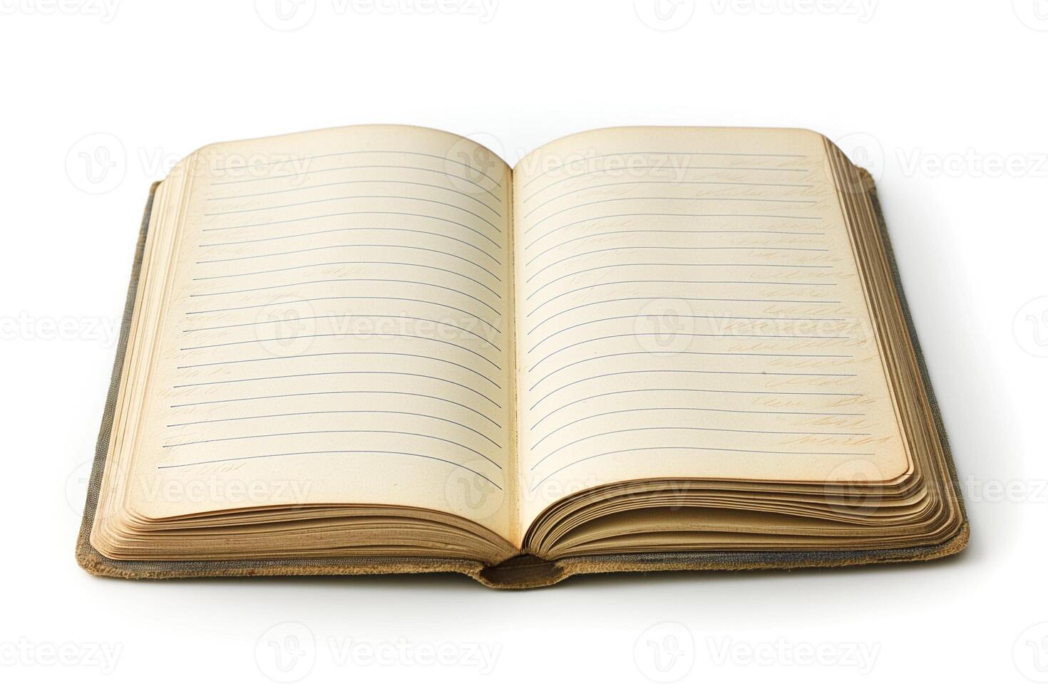 An open, blank notebook with lined pages, inviting thoughts and creativity. photo