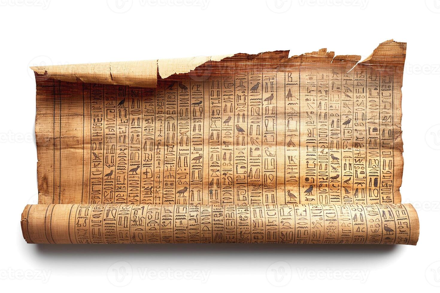 Ancient Egyptian scroll featuring hieroglyphics, showcasing intricate symbols and rich history. photo