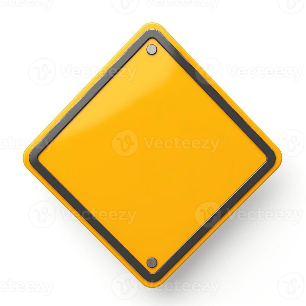 A blank yellow diamond-shaped sign ready for custom messaging or warnings. photo