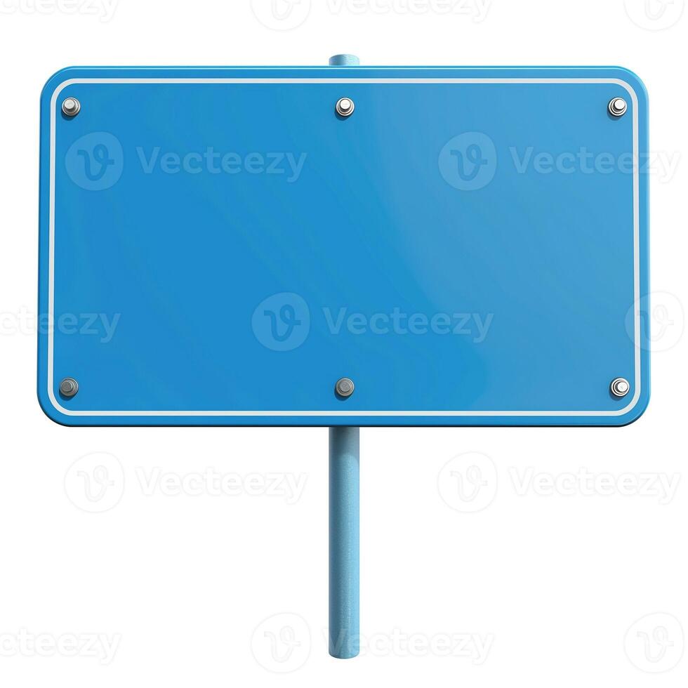 A blank blue sign on a pole, offering a space for custom messages. photo