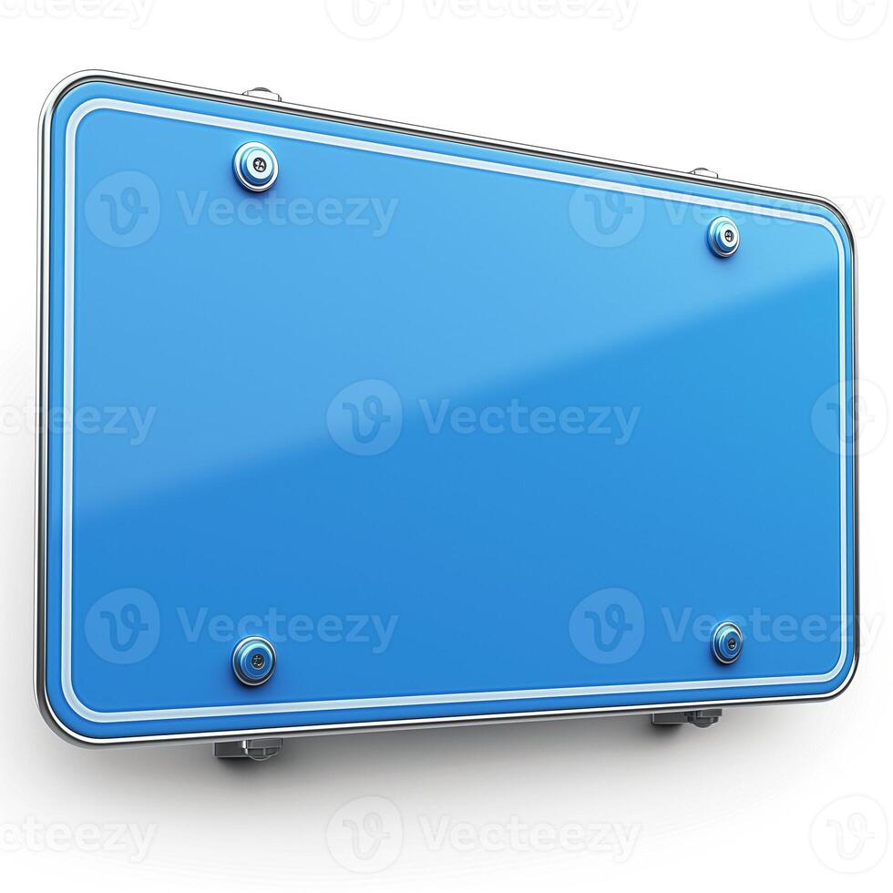 Blank blue sign with a sleek design, ready for customization or signage. photo