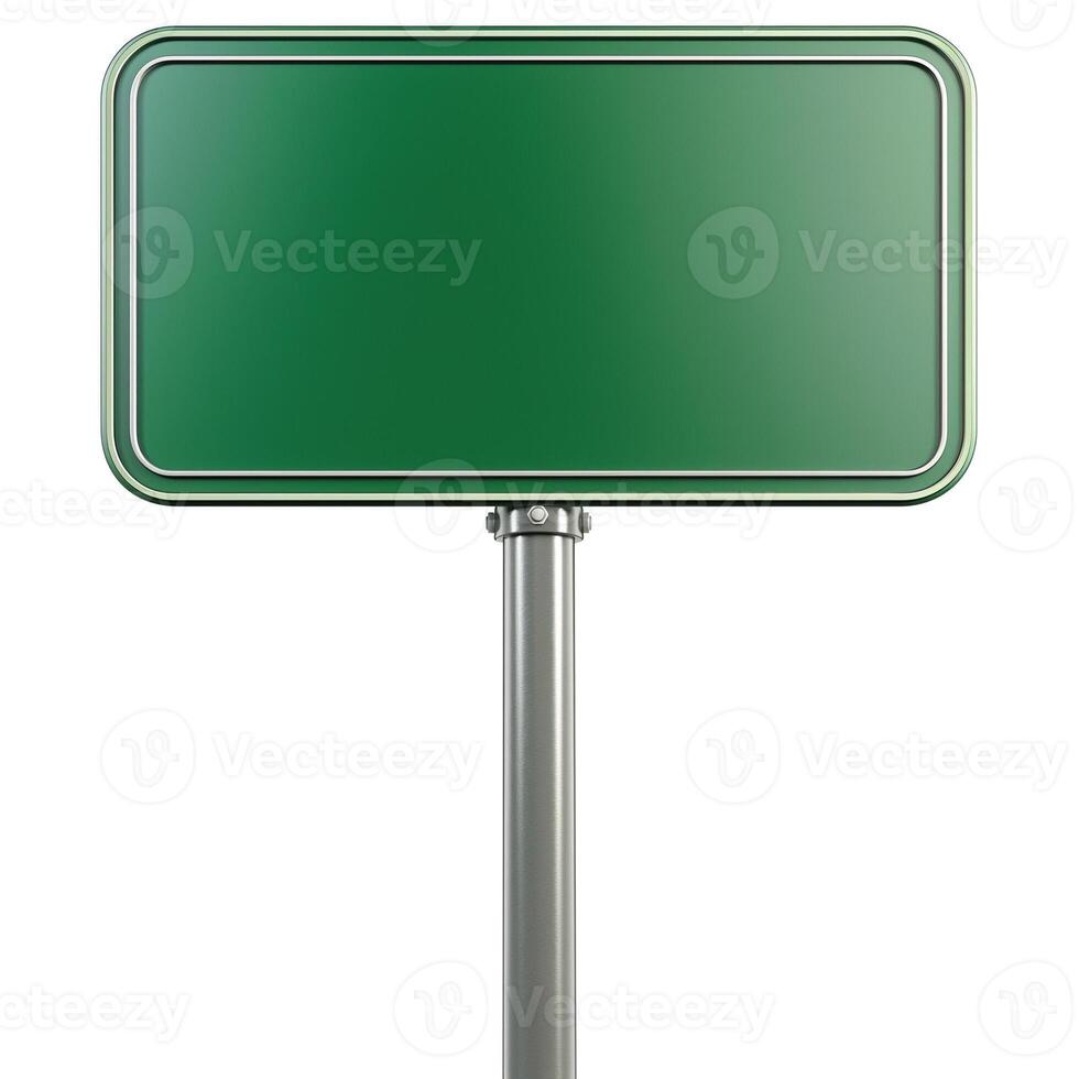 Blank green street sign ready for a new message or destination. photo