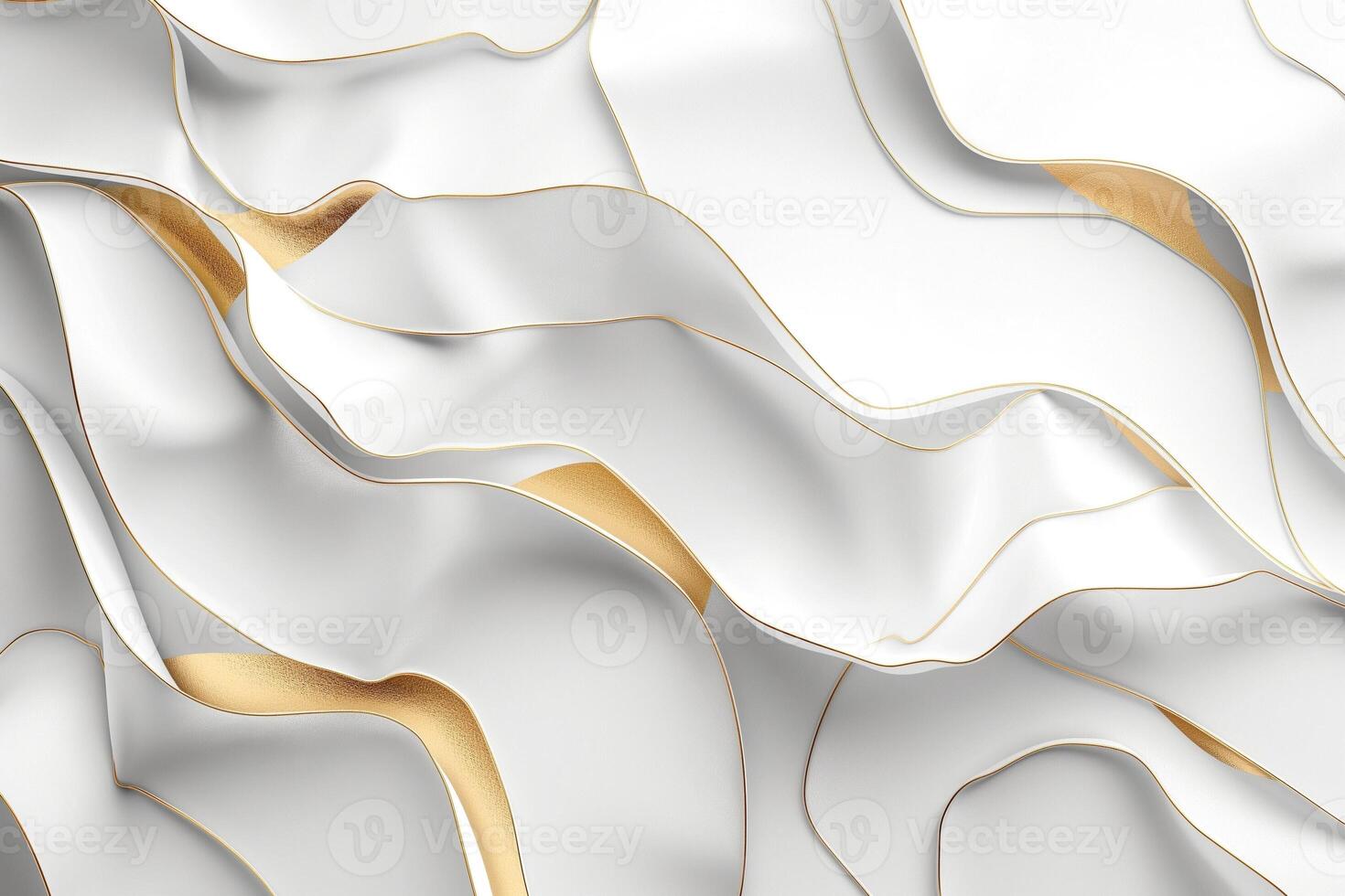 An elegant close-up of flowing white fabric with delicate gold highlights, creating a sense of luxury and sophistication. photo