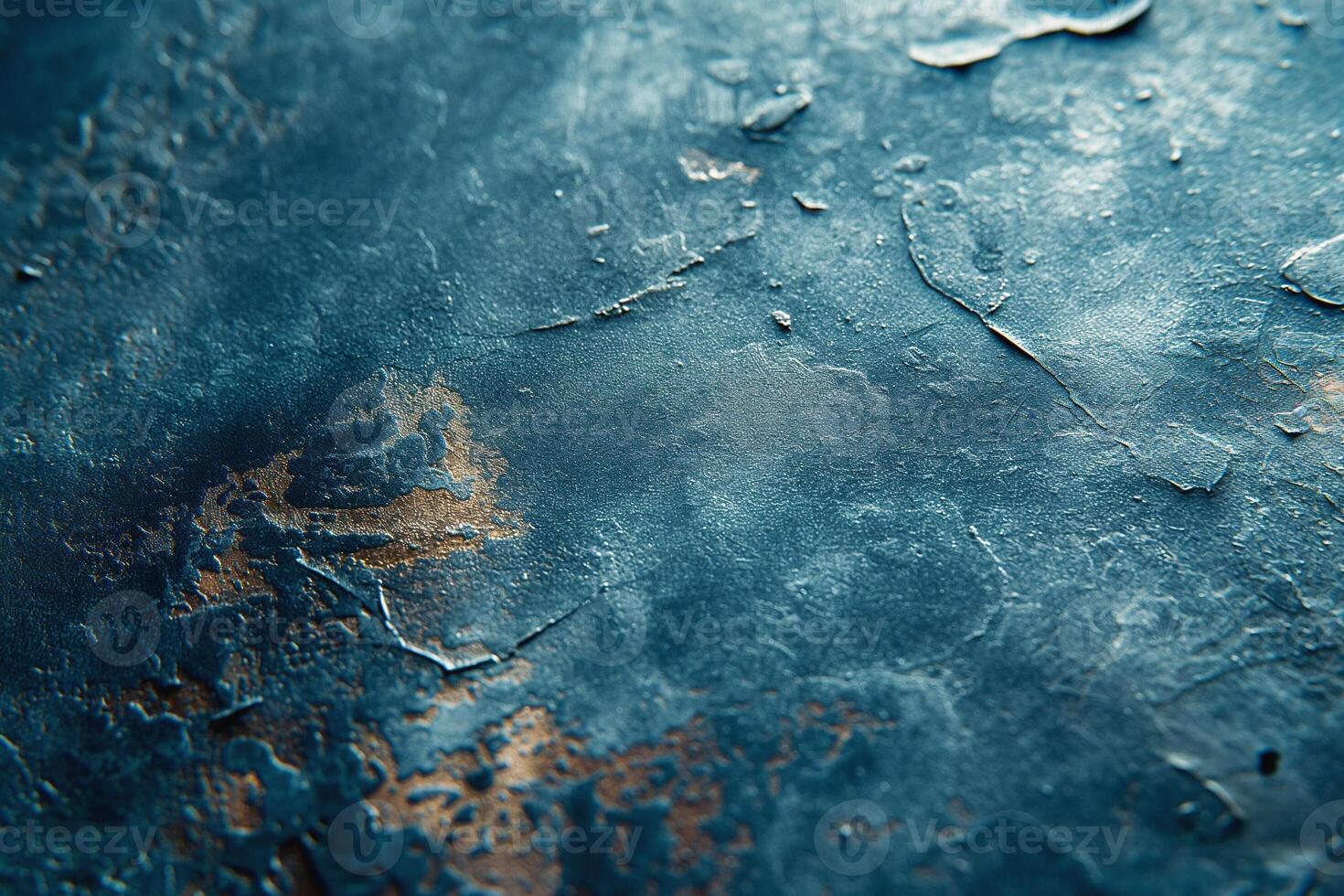 Close-up view of a textured blue surface with metallic highlights and subtle scratches, creating an intricate visual effect. photo