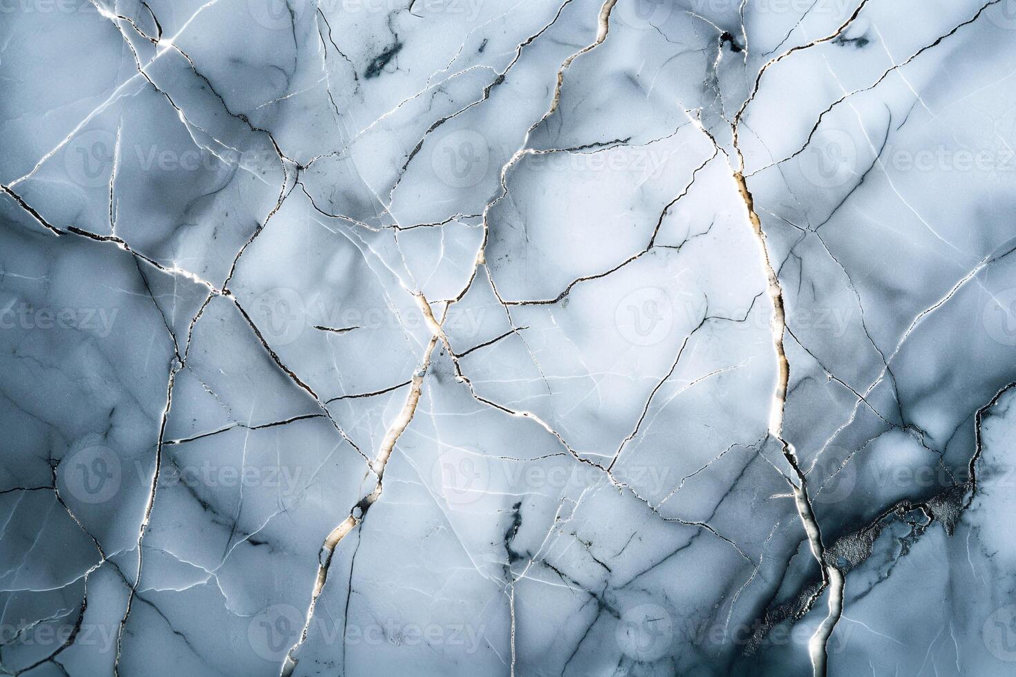 Elegant blue marble surface with intricate golden veins and striking lines. photo