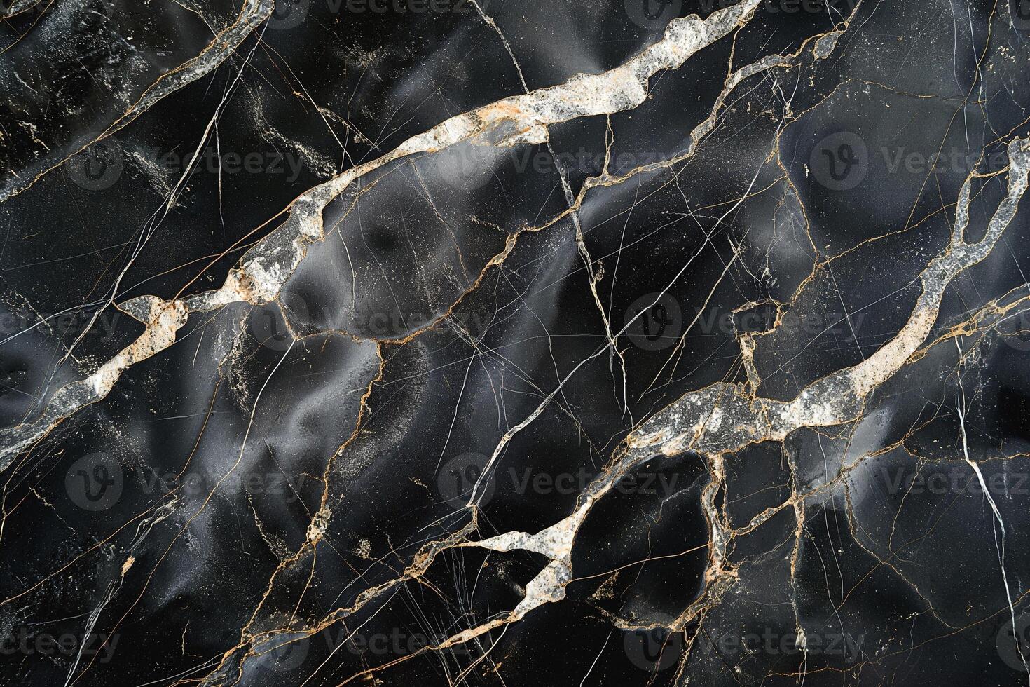 Elegant black marble with striking gold and white veining, showcasing a luxurious and sophisticated look. photo