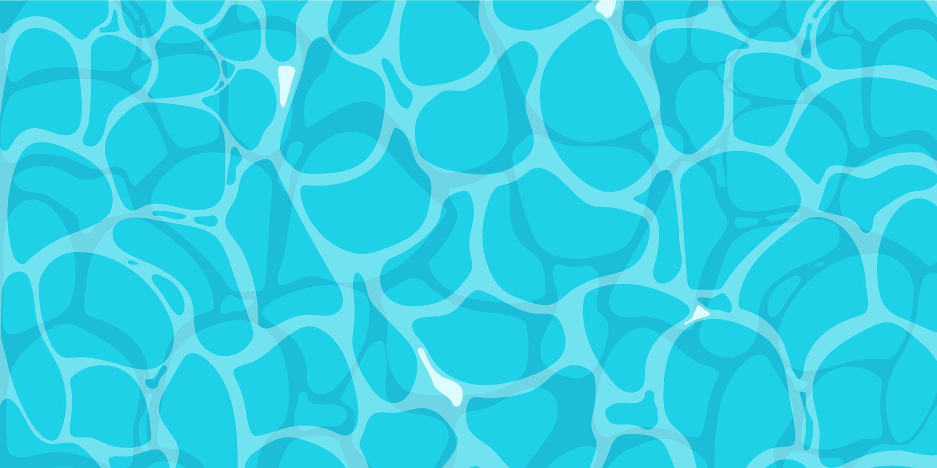Transparent blue sea ripple surface with sunlight reflections in cartoon style game texture top view vector