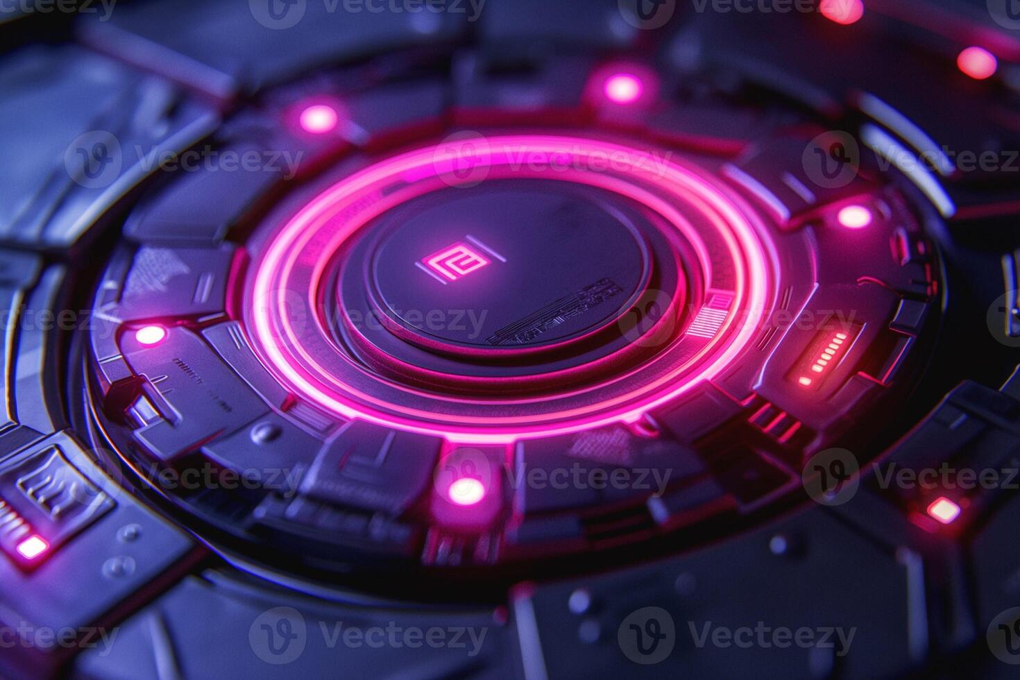 Futuristic technology with glowing pink lights in a high-tech design, showcasing intricate details and advanced aesthetics. photo