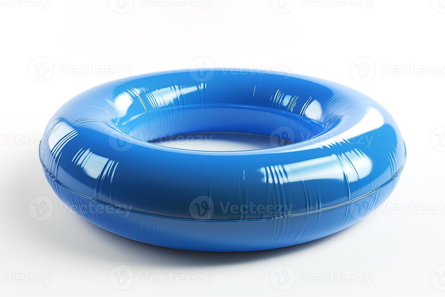 A vibrant blue inflatable water tube, perfect for summer fun in pools or lakes. photo
